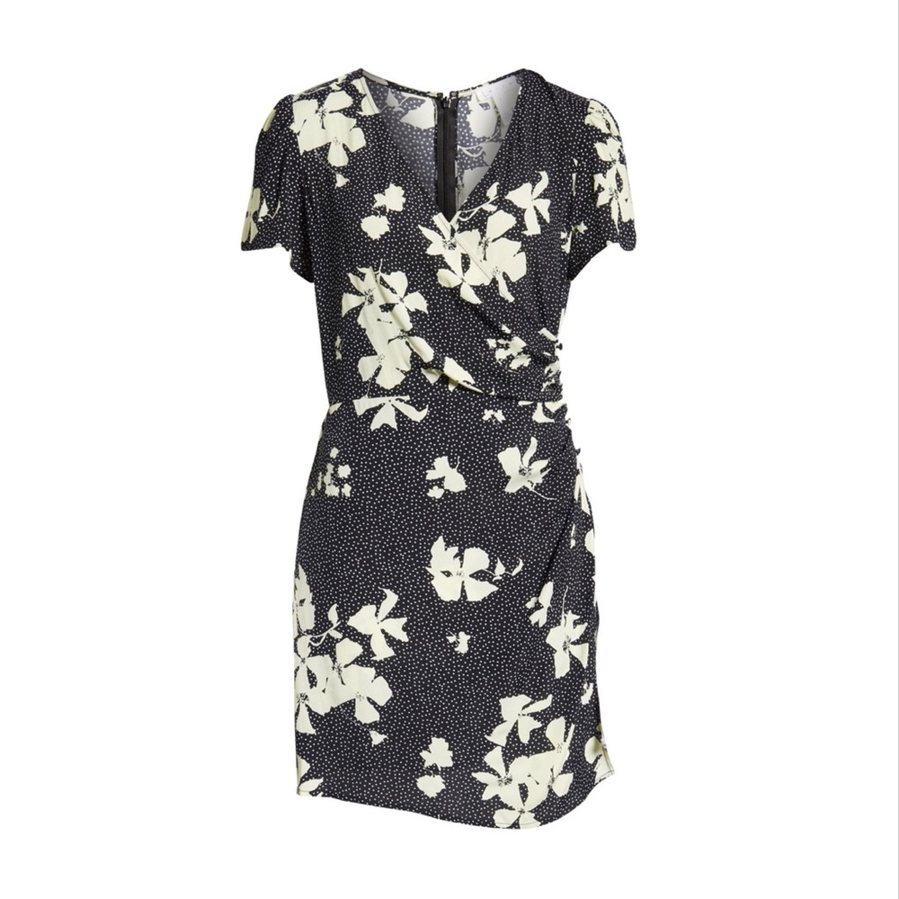 Leith Floral Faux Wrap Mini Dress